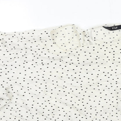 F&F Womens White Polka Dot  Basic Blouse Size 10