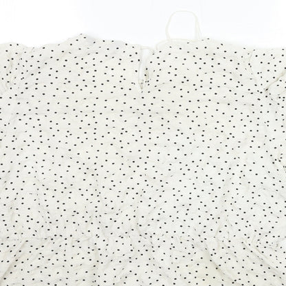 F&F Womens White Polka Dot  Basic Blouse Size 10
