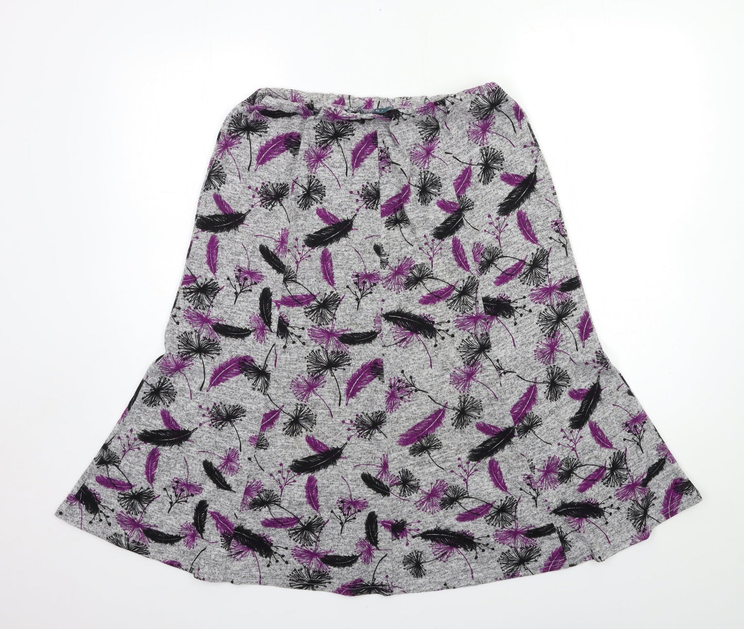 Amber Womens Grey Floral  A-Line Skirt Size 12