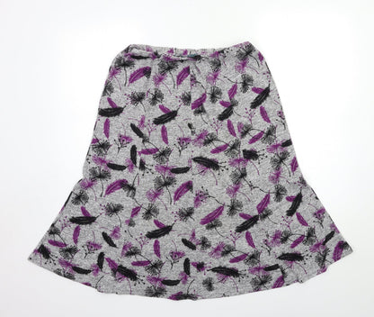 Amber Womens Grey Floral  A-Line Skirt Size 12