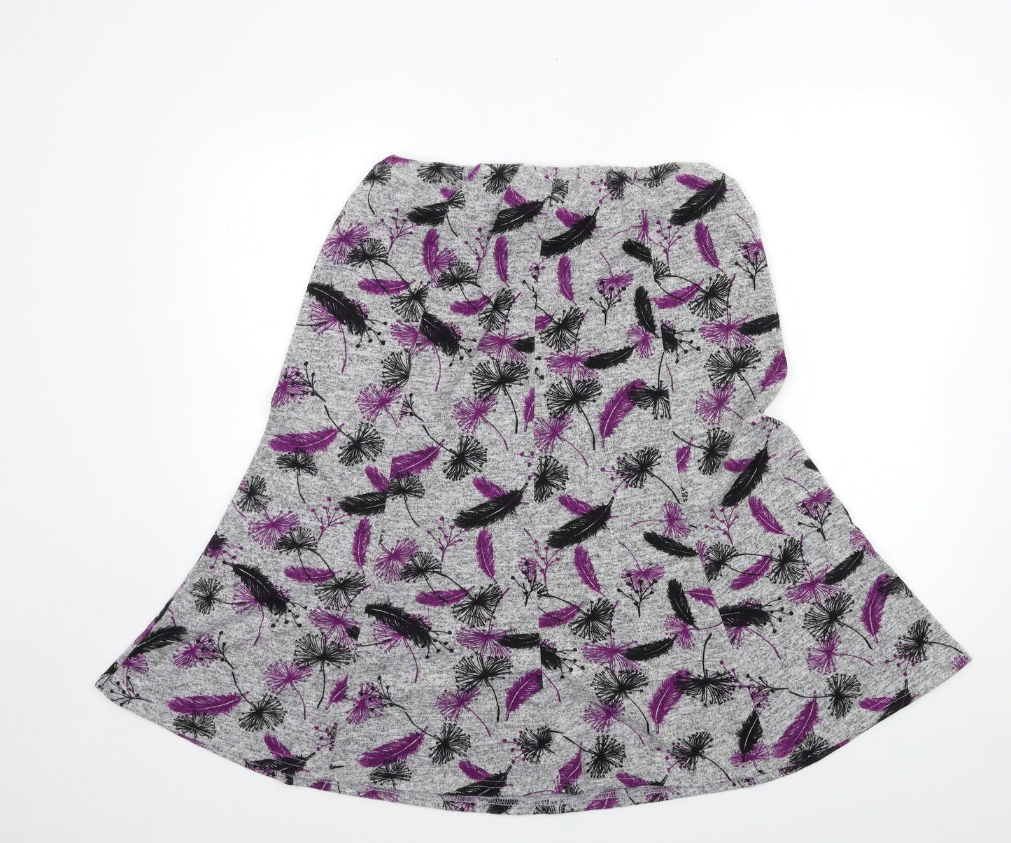 Amber Womens Grey Floral  A-Line Skirt Size 12