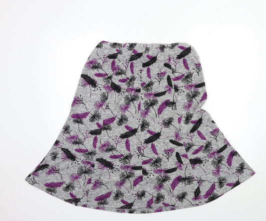 Amber Womens Grey Floral  A-Line Skirt Size 12