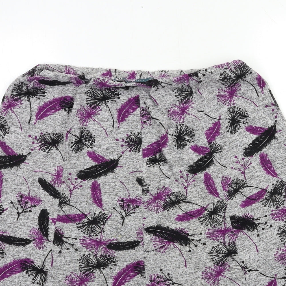 Amber Womens Grey Floral  A-Line Skirt Size 12