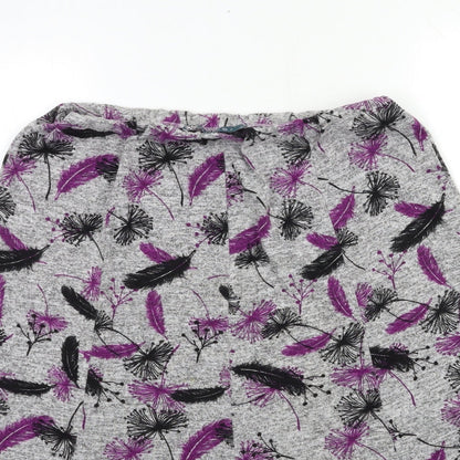 Amber Womens Grey Floral  A-Line Skirt Size 12