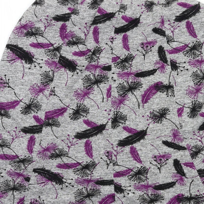 Amber Womens Grey Floral  A-Line Skirt Size 12