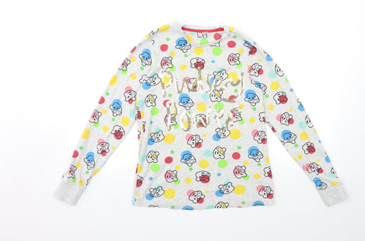 George Girls Grey Polka Dot  Basic T-Shirt Size 13-14 Years  - pudsey