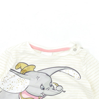 Disney Baby Beige Striped  Basic T-Shirt Size 3-6 Months  - DUMBO