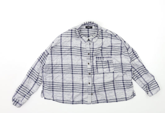 BDG Womens Blue Check  Basic Button-Up Size S