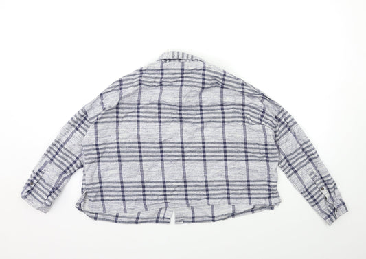 BDG Womens Blue Check  Basic Button-Up Size S
