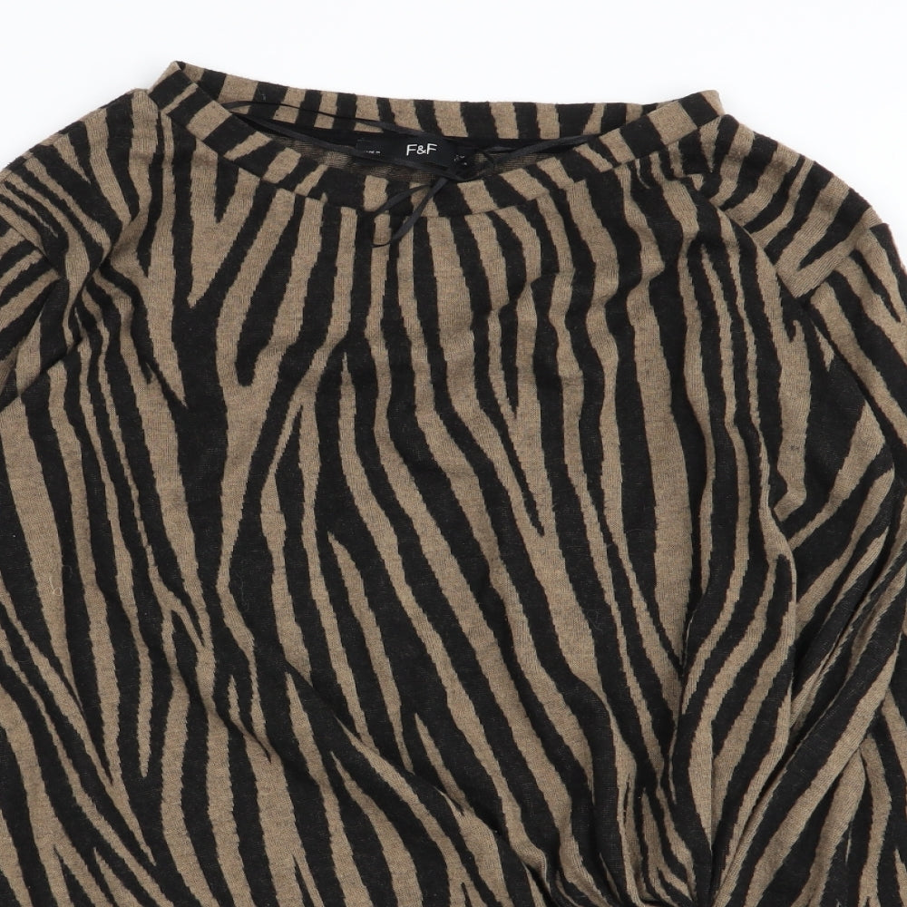 F&F Womens Multicoloured Striped  Basic T-Shirt Size 10