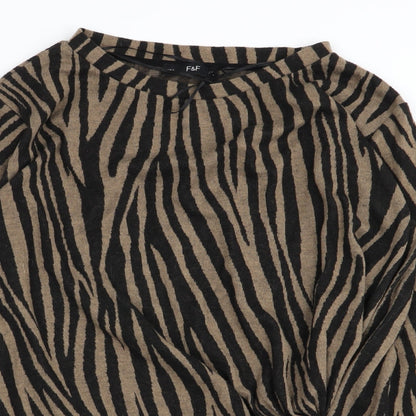 F&F Womens Multicoloured Striped  Basic T-Shirt Size 10