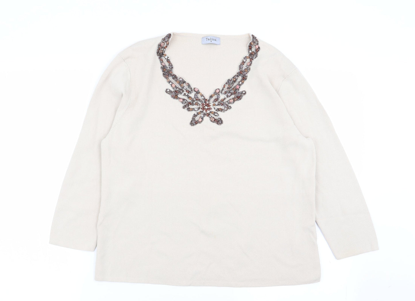 Womens UK Size M talisa Beige Basic T-Shirt