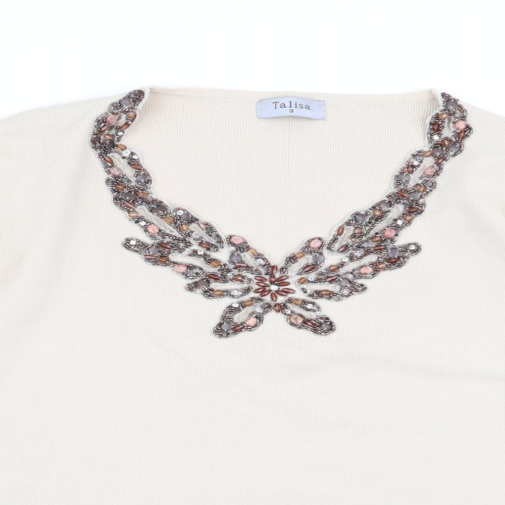 Womens UK Size M talisa Beige Basic T-Shirt