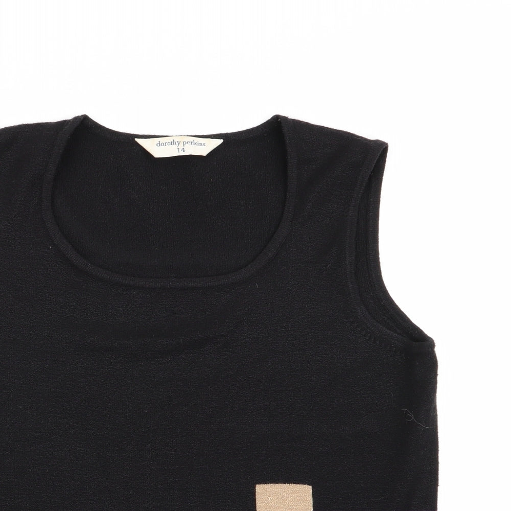 Womens UK Size 14 Dorothy Perkins Black Basic Tank