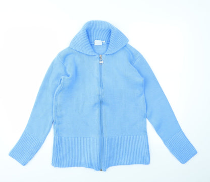 Womens UK Size L gorgeous Blue Full Zip Jumper