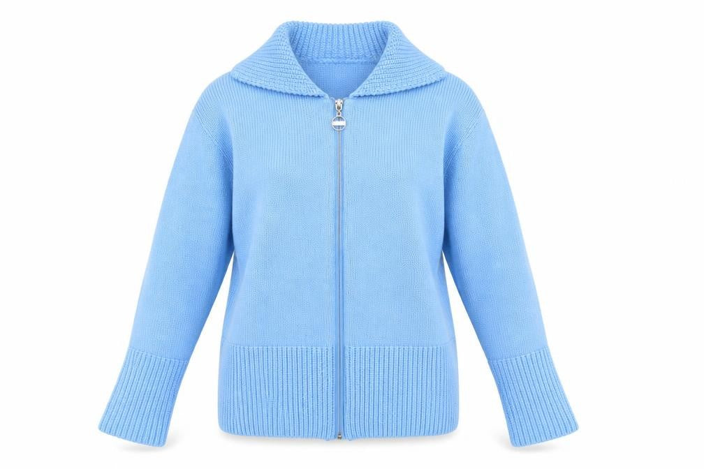 Womens UK Size L gorgeous Blue Full Zip Jumper