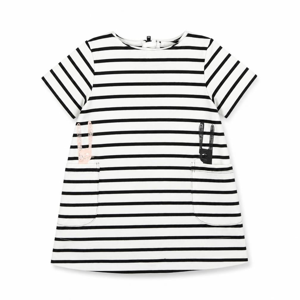 MYK Girls White Striped  T-Shirt Dress  Size 9-12 Months