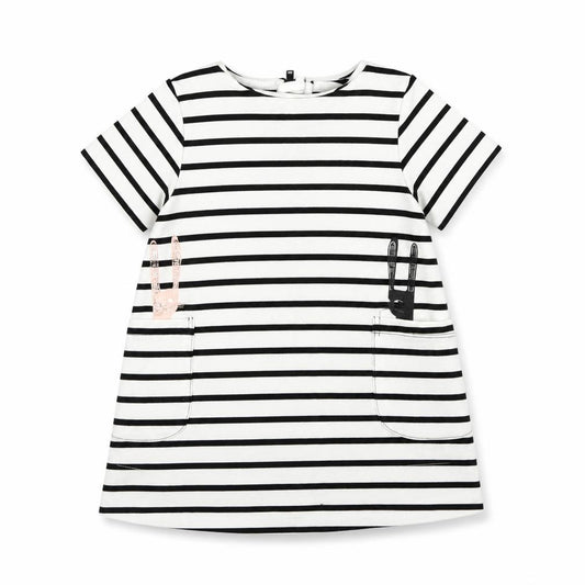 MYK Girls White Striped  T-Shirt Dress  Size 9-12 Months