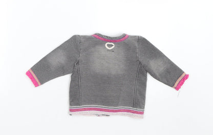 BeeBieLove Girls Grey   Cardigan Jumper Size 6-9 Months