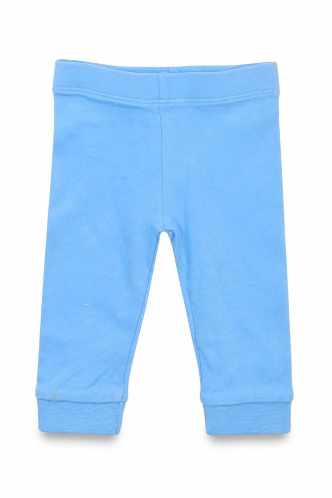 Front view of F&F Baby Blue Capri Trousers, size 3-6, Months