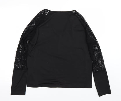 Womens UK Size L Preworn Black Basic T-Shirt