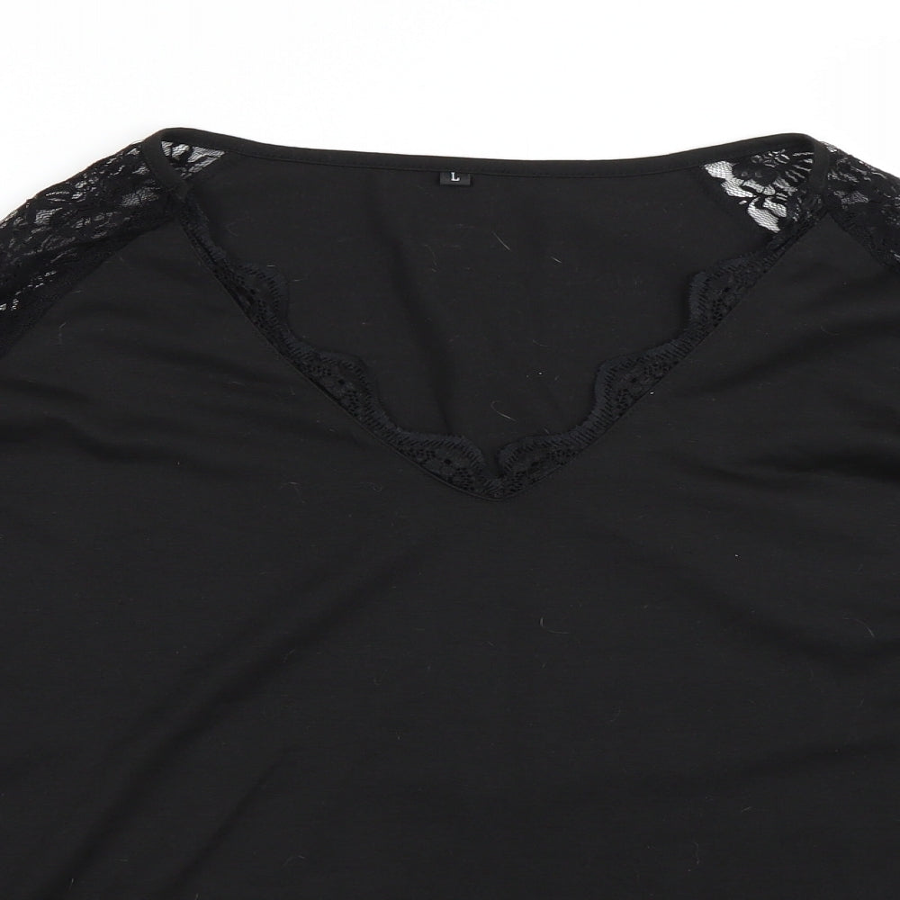 Womens UK Size L Preworn Black Basic T-Shirt