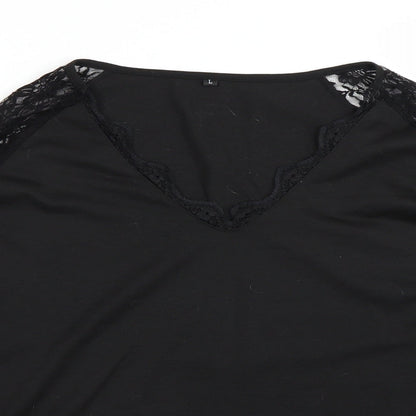 Womens UK Size L Preworn Black Basic T-Shirt