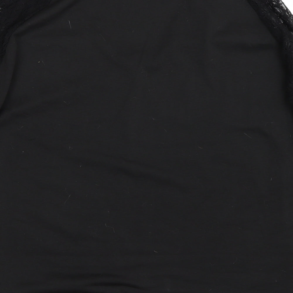 Womens UK Size L Preworn Black Basic T-Shirt