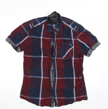 Urbndist Mens Red Check   Button-Up Size M