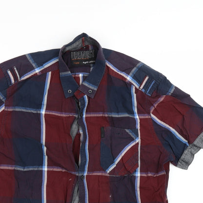 Urbndist Mens Red Check   Button-Up Size M
