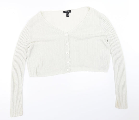 Womens UK Size M New Look Ivory Cardigan Jumper