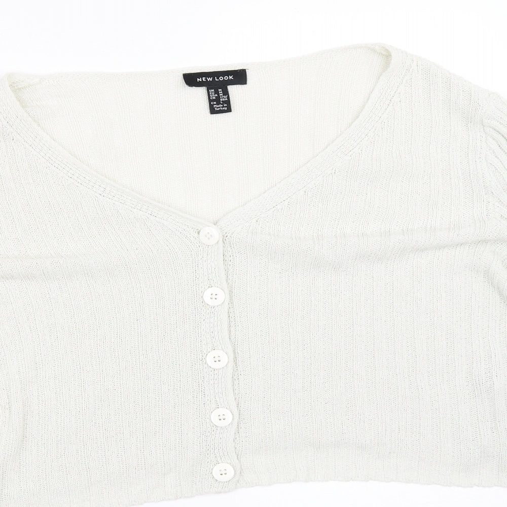 Womens UK Size M New Look Ivory Cardigan Jumper