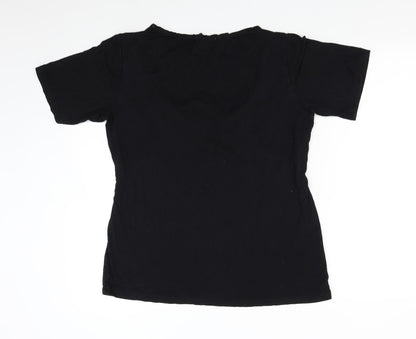 Womens UK Size L Small Show Black Basic T-Shirt