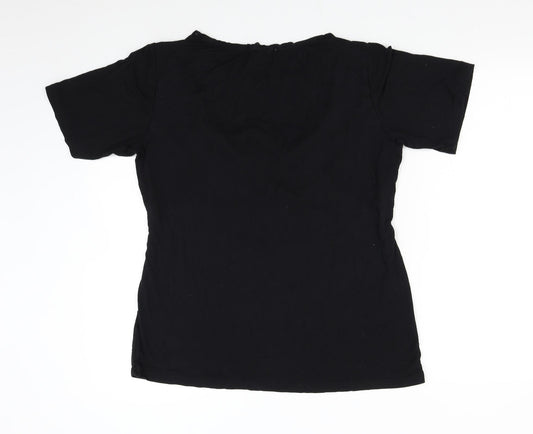 Womens UK Size L Small Show Black Basic T-Shirt