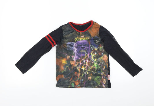 Nutmeg Boys Black   Basic T-Shirt Size 6-7 Years  - Marvel Avengers