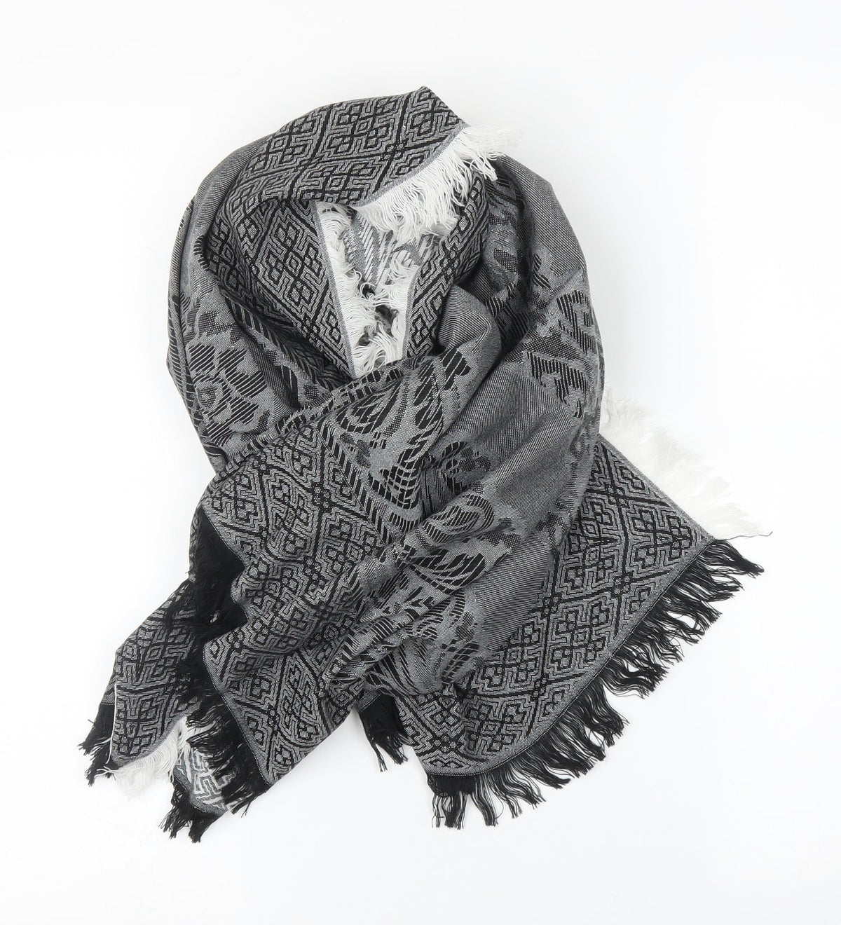 Preworn Unisex Grey Geometric   Scarf