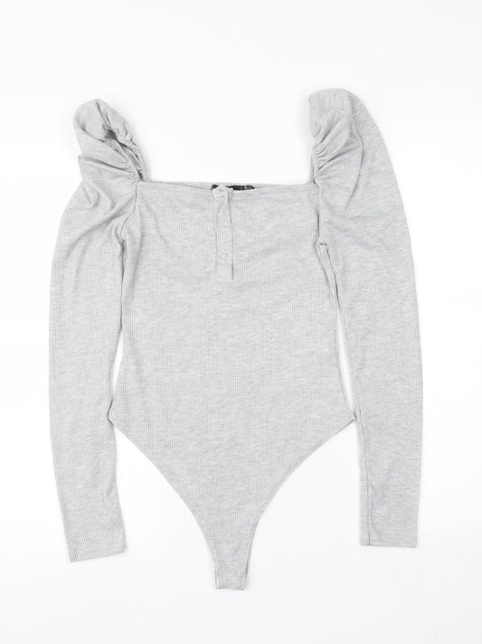 PRETTYLITTLETHING Womens Grey   Leotard One-Piece Size 6