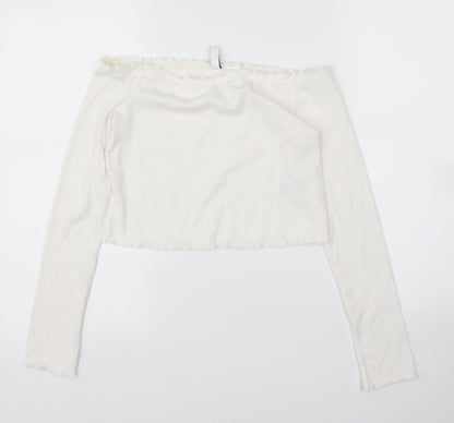 H&M Womens White   Cropped Blouse Size M