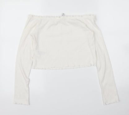 H&M Womens White   Cropped Blouse Size M