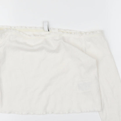 H&M Womens White   Cropped Blouse Size M