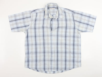 Mens UK Size XL EWM Blue  Button-Up Short Sleeve Casual Shirt