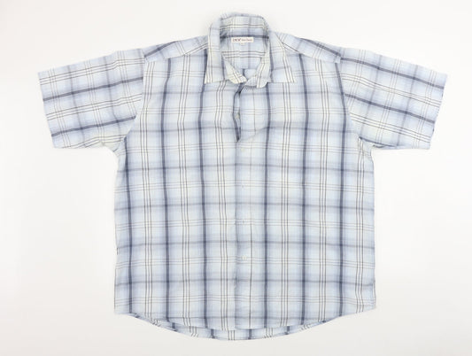 Mens UK Size XL EWM Blue  Button-Up Short Sleeve Casual Shirt