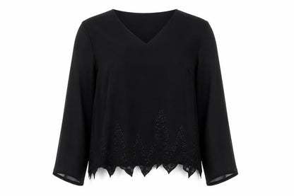 reve de rondo Womens Black   Basic Blouse Size 16