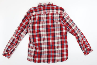 Mens UK Size S Ceader wood state Red  Button-Up Long Sleeve Casual Shirt