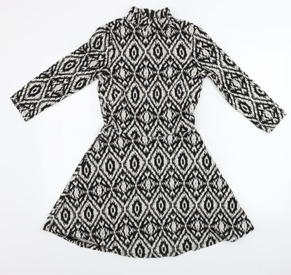 H&M  Womens White Geometric  A-Line  Size S