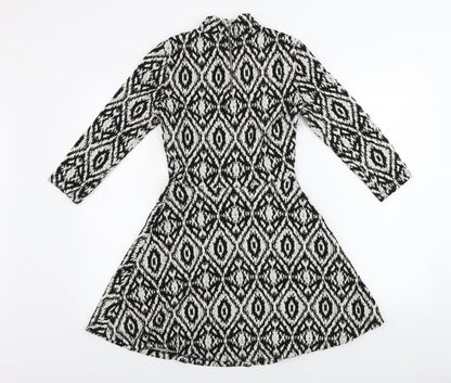 H&M  Womens White Geometric  A-Line  Size S