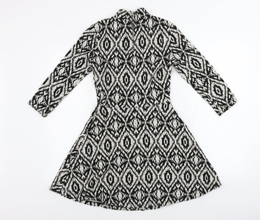 H&M  Womens White Geometric  A-Line  Size S