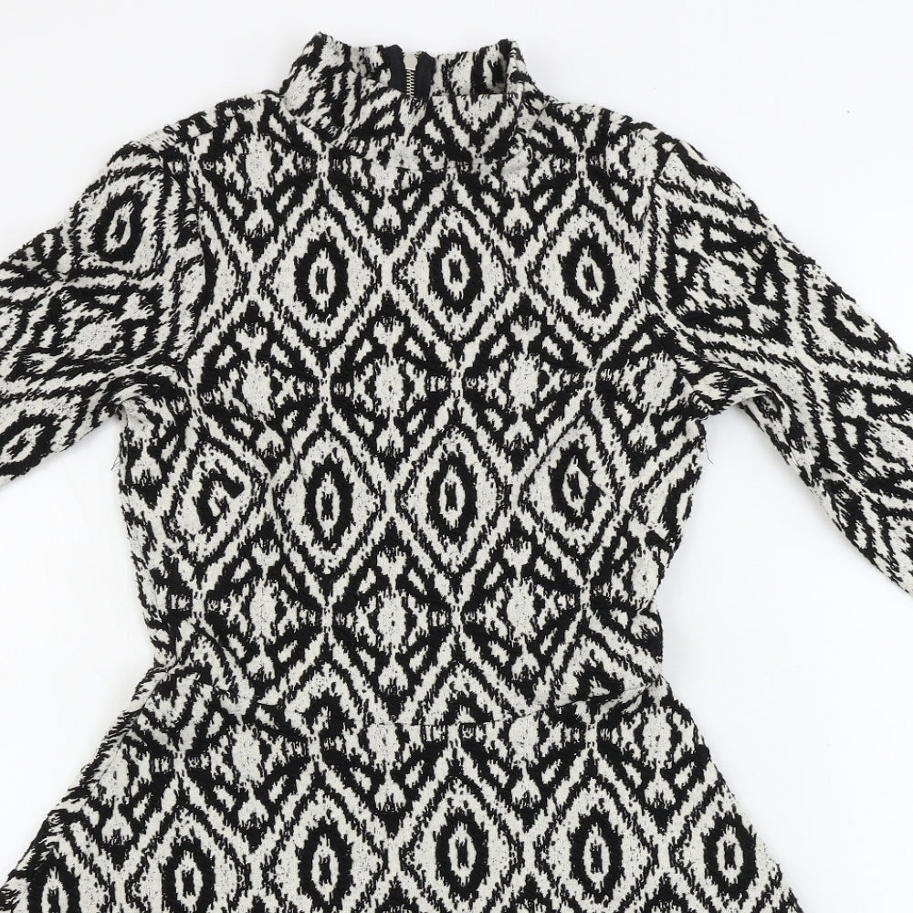 H&M  Womens White Geometric  A-Line  Size S