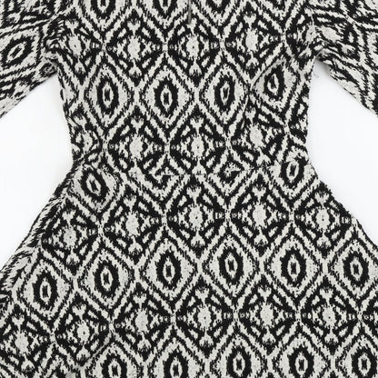 H&M  Womens White Geometric  A-Line  Size S