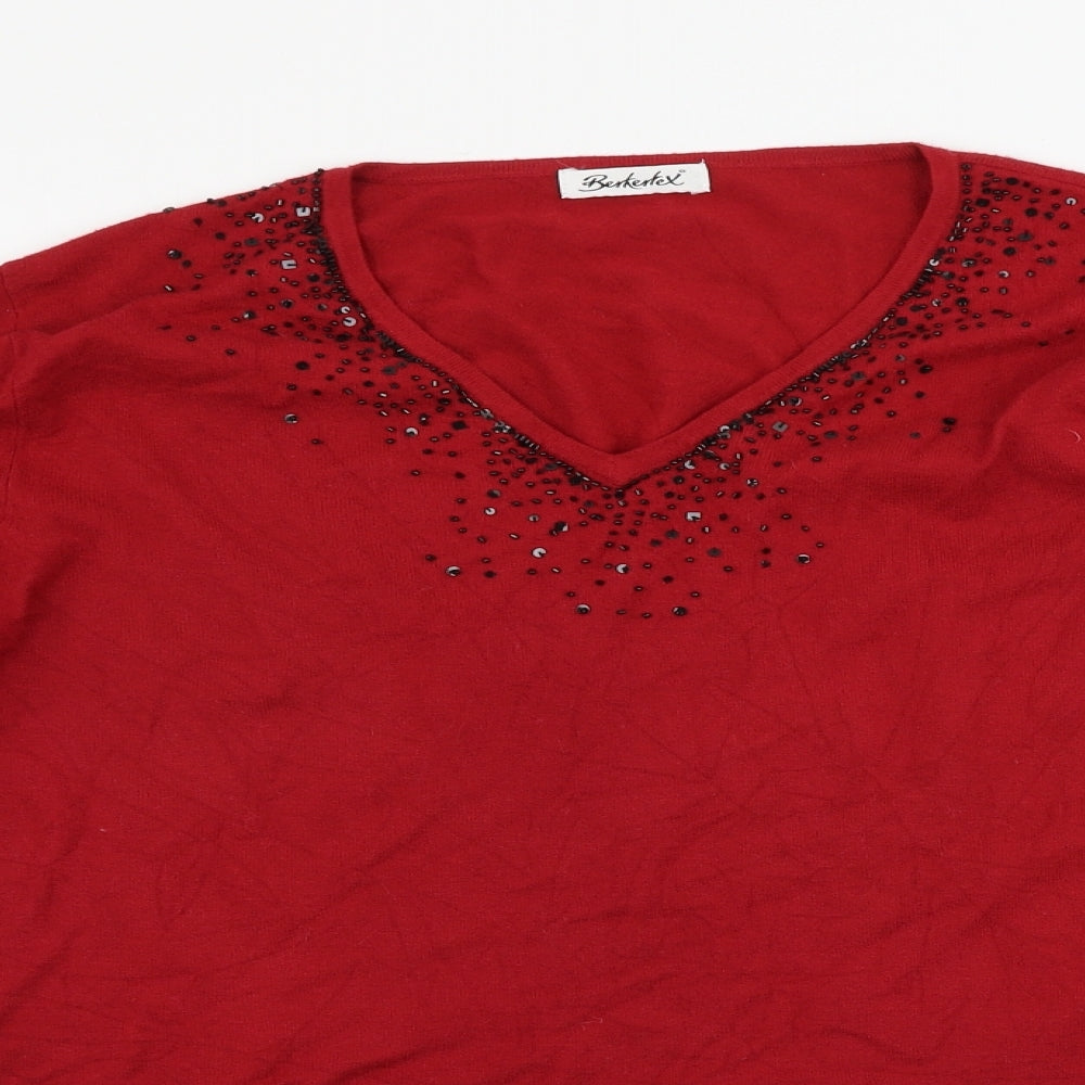 Womens UK Size 18 Berkertex Red Pullover Jumper
